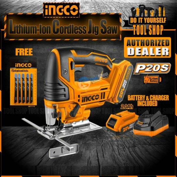 INGCO Original 20V Lithium-Ion Cordless Jig Saw POWERSHARE with Battery And Fast Charger - CJSLI8501