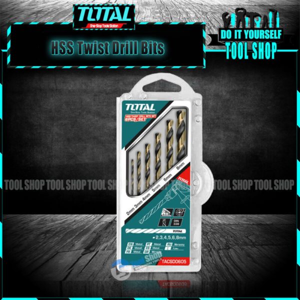 Total 6 Pcs HSS Twist Drill Bits Set TACSD0605