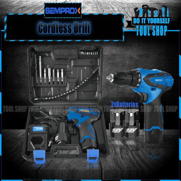Semprox Cordless Driver Drill Double Battery Pack and 18 Pcs Accessories with Flexible Shaft SCD1203